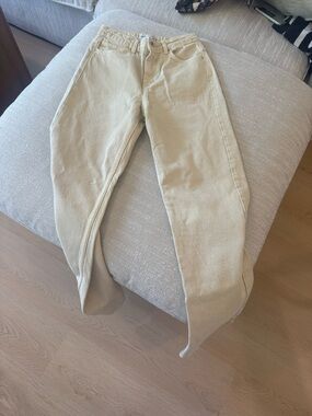 Zara Light Beige Straight-Leg Jeans